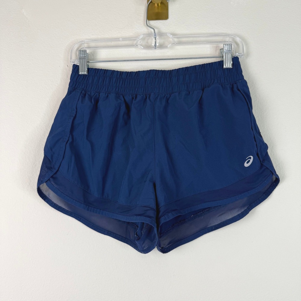 ASICS Running Shorts Womens Small Navy Blue Mesh Trim Athletic Training Workout